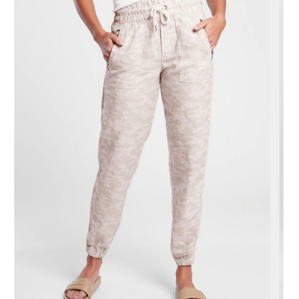 Athleta Cabo Tide Linen Jogger Camo Sz 2
